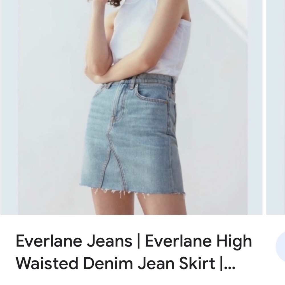 Everlane high waisted reconstructed jean skirt